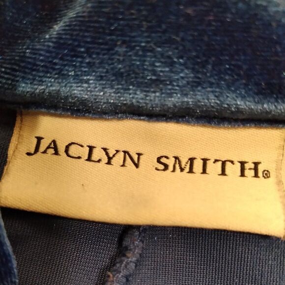 Jaclyn Smith Blue Floral Applique Velveteen Zip Up Jacket XL-XXL - Picture 9 of 10